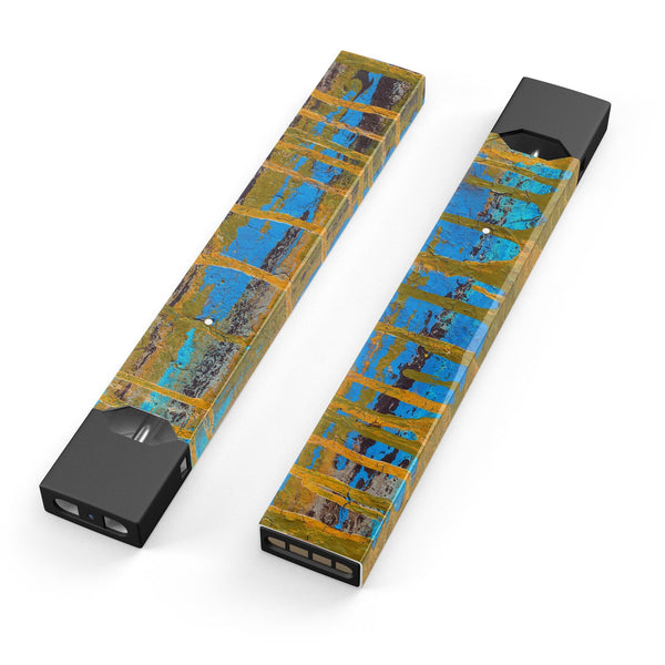 Abstract Gold and Teal Wet Paint - Premium Decal Protective Skin-Wrap Sticker compatible with the Juul Labs vaping device