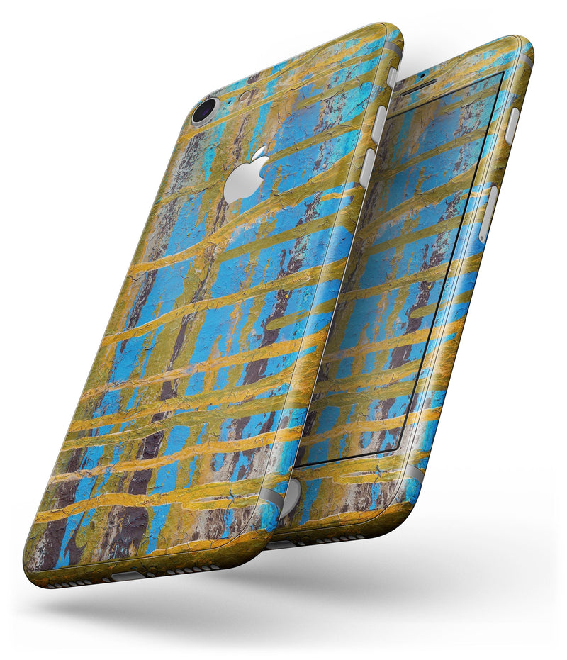 Abstract Gold and Teal Wet Paint - Skin-kit for the iPhone 8 or 8 Plus