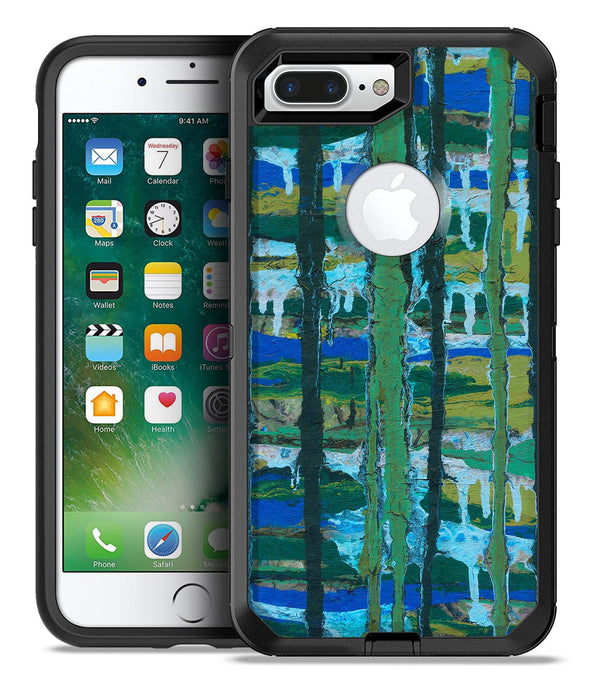 Abstract Green Plaid Paint Wall - iPhone 7 or 7 Plus Commuter Case Skin Kit