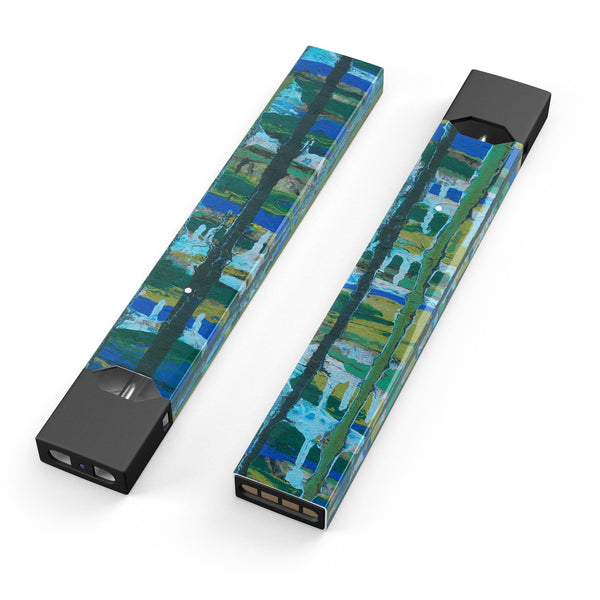 Abstract Green Plaid Paint Wall - Premium Decal Protective Skin-Wrap Sticker compatible with the Juul Labs vaping device