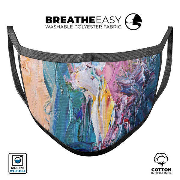 Abstract Oil Strokes - Made in USA Mouth Cover Unisex Anti-Dust Cotton Blend Reusable & Washable Face Mask with Adjustable Sizing for Adult or Child