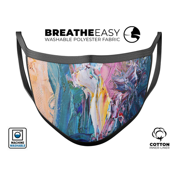 Abstract Oil Strokes - Made in USA Mouth Cover Unisex Anti-Dust Cotton Blend Reusable & Washable Face Mask with Adjustable Sizing for Adult or Child