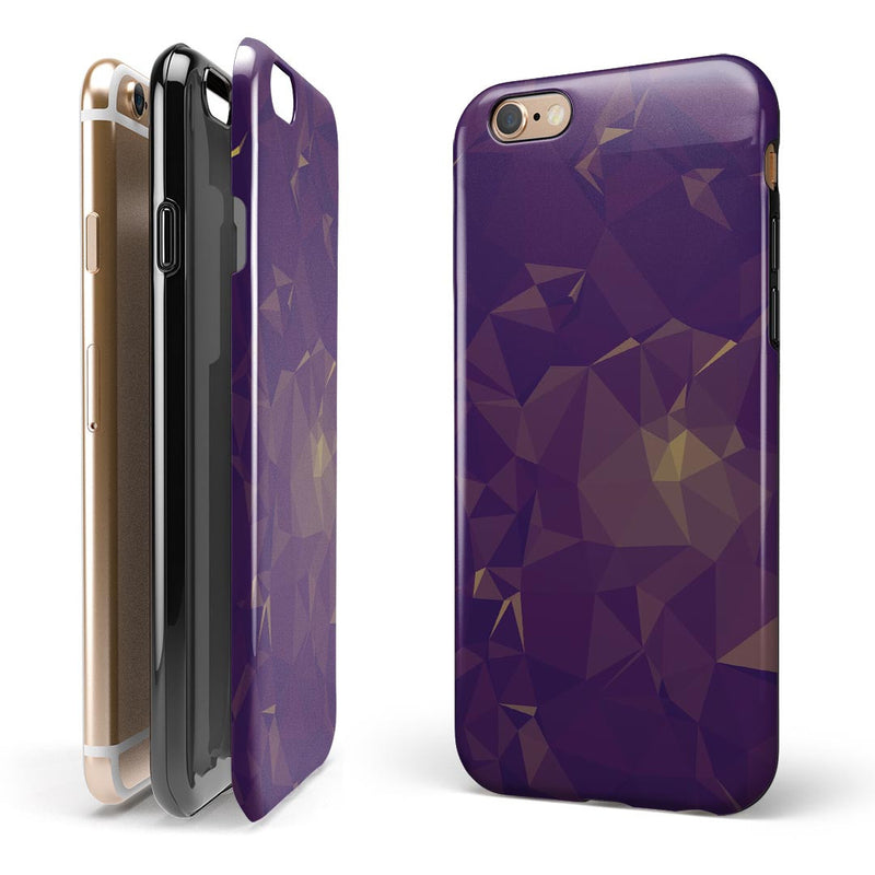 Abstract Purple and Gold Geometric Shapes iPhone 6/6s or 6/6s Plus 2-Piece Hybrid INK-Fuzed Case