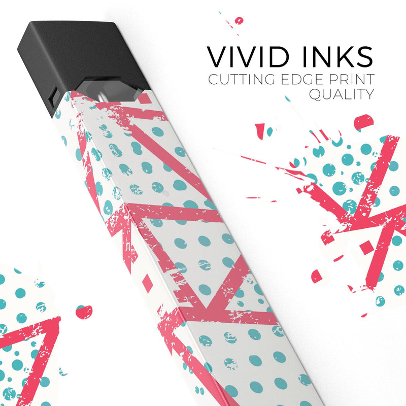 Abstract Red and Teal Overlaps - Premium Decal Protective Skin-Wrap Sticker compatible with the Juul Labs vaping device