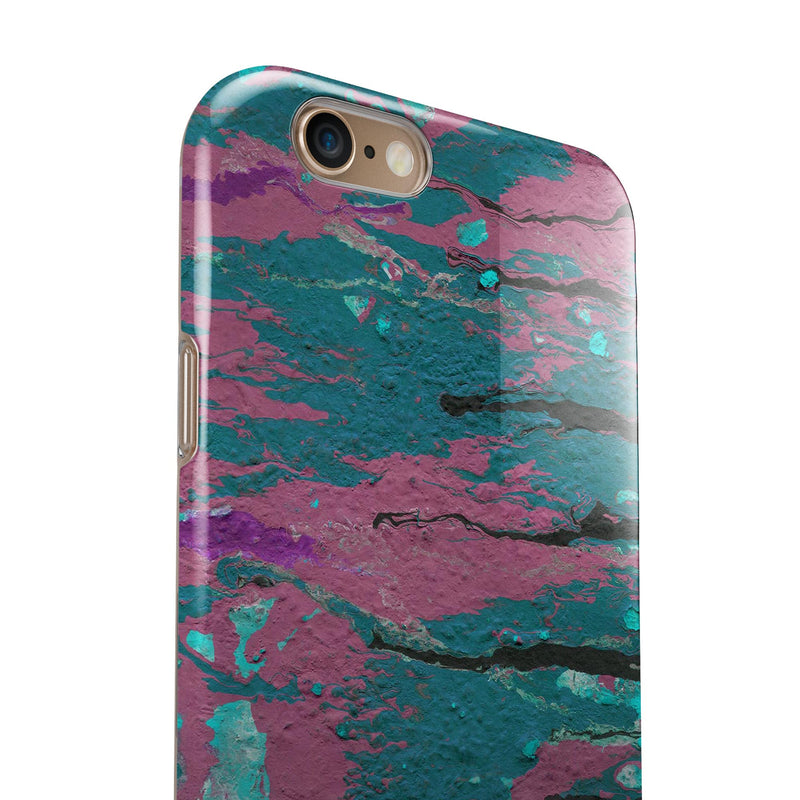 Abstract Retro Pink Wet Paint iPhone 6/6s or 6/6s Plus 2-Piece Hybrid INK-Fuzed Case