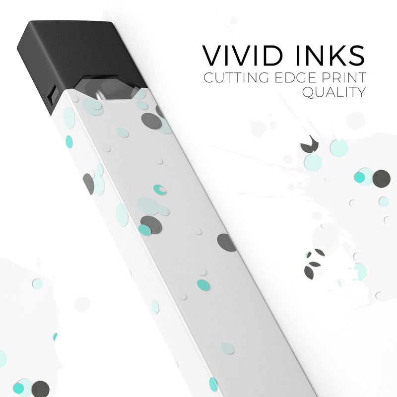 Abstract Scattered Black and Teal Dots - Premium Decal Protective Skin-Wrap Sticker compatible with the Juul Labs vaping device