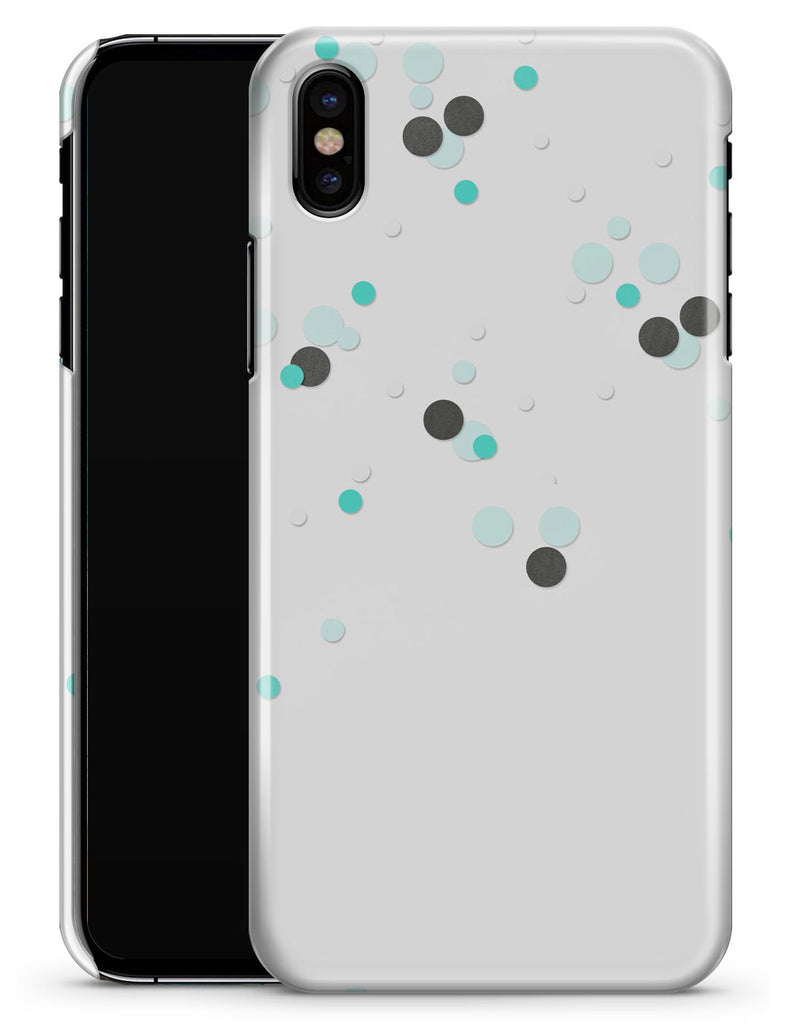 Abstract Scattered Black and Teal Dots - iPhone X Clipit Case