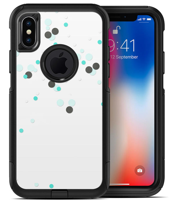 Abstract Scattered Black and Teal Dots - iPhone X OtterBox Case & Skin Kits
