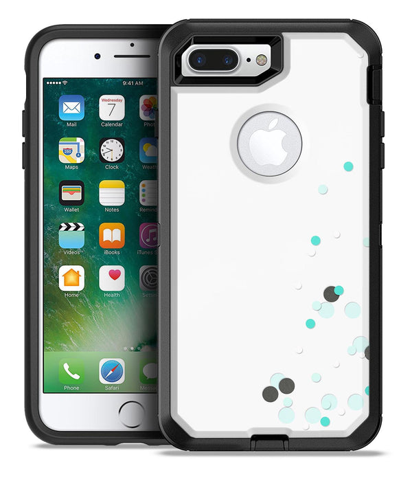 Abstract Scattered Teal Dots - iPhone 7 or 7 Plus Commuter Case Skin Kit