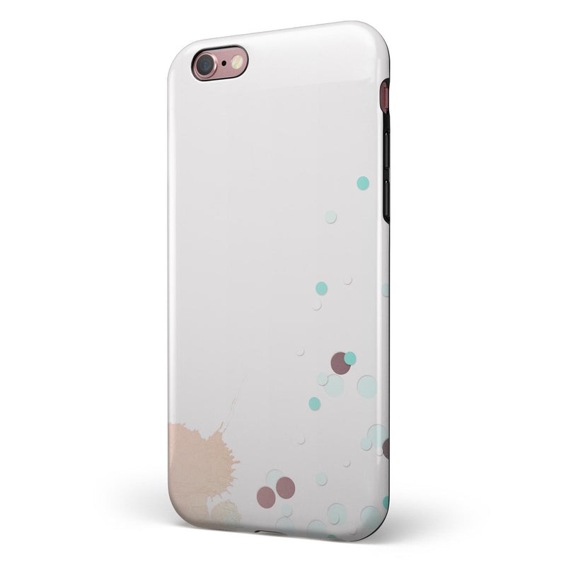 Abstract Scattered Teal Dots with Paint Spill iPhone 6/6s or 6/6s Plus 2-Piece Hybrid INK-Fuzed Case