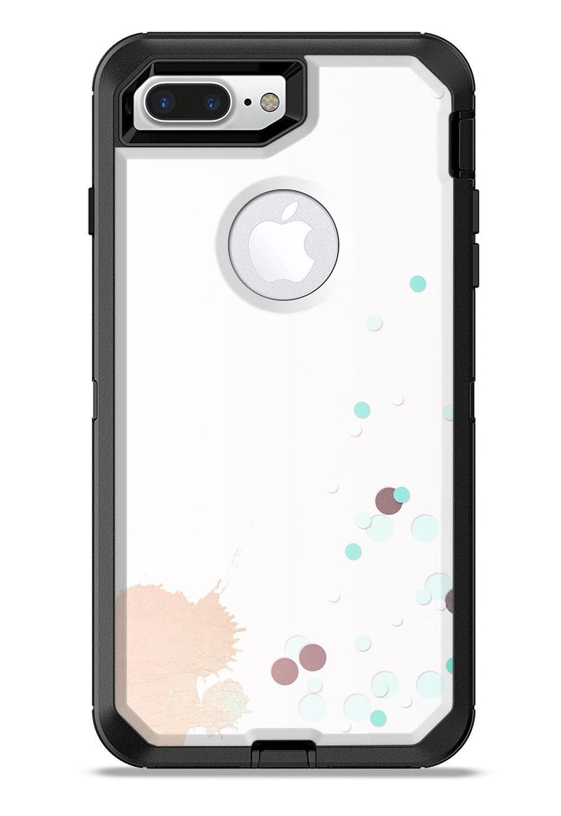 Abstract Scattered Teal Dots with Paint Spill - iPhone 7 or 7 Plus Commuter Case Skin Kit