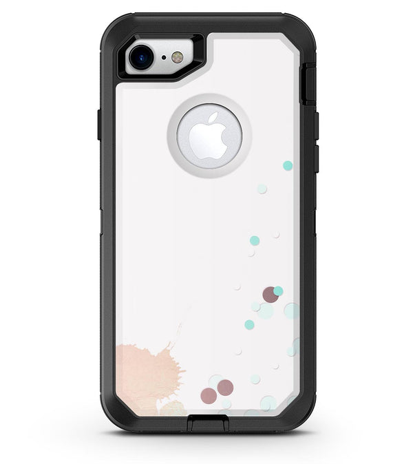 Abstract Scattered Teal Dots with Paint Spill - iPhone 7 or 8 OtterBox Case & Skin Kits