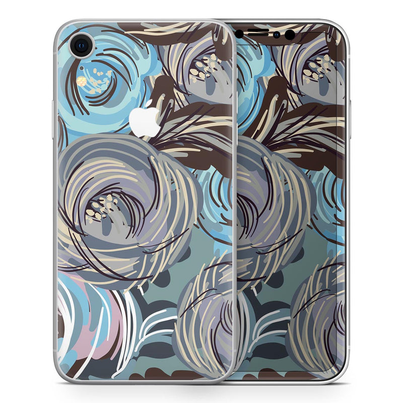 Abstract Subtle Toned Floral Strokes - Skin-Kit for the Apple iPhone XR, XS MAX, XS/X, 8/8+, 7/7+, 5/5S/SE (All iPhones Available)