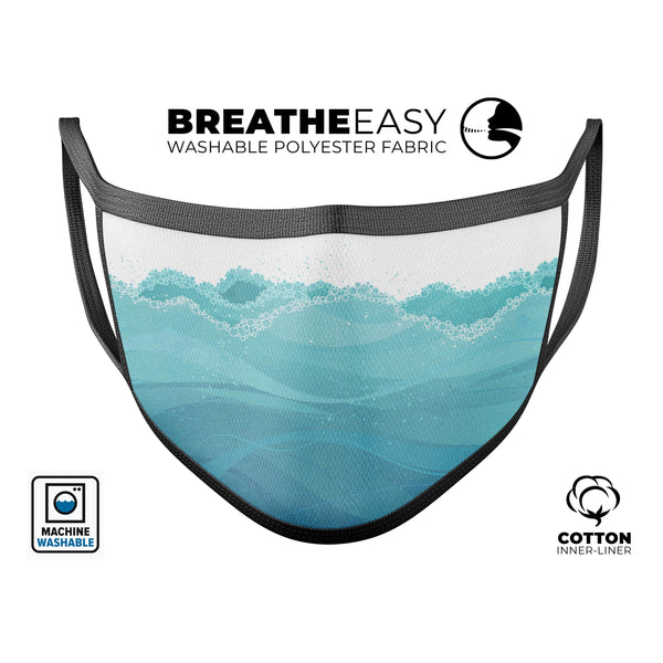 Abstract WaterWaves - Made in USA Mouth Cover Unisex Anti-Dust Cotton Blend Reusable & Washable Face Mask with Adjustable Sizing for Adult or Child