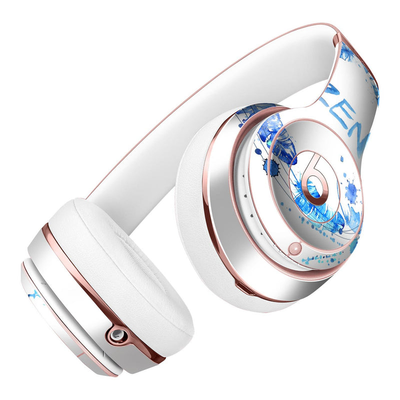 Abstract Watercolor Blue Feather Circle Full-Body Skin Kit for the Beats by Dre Solo 3 Wireless Headphones