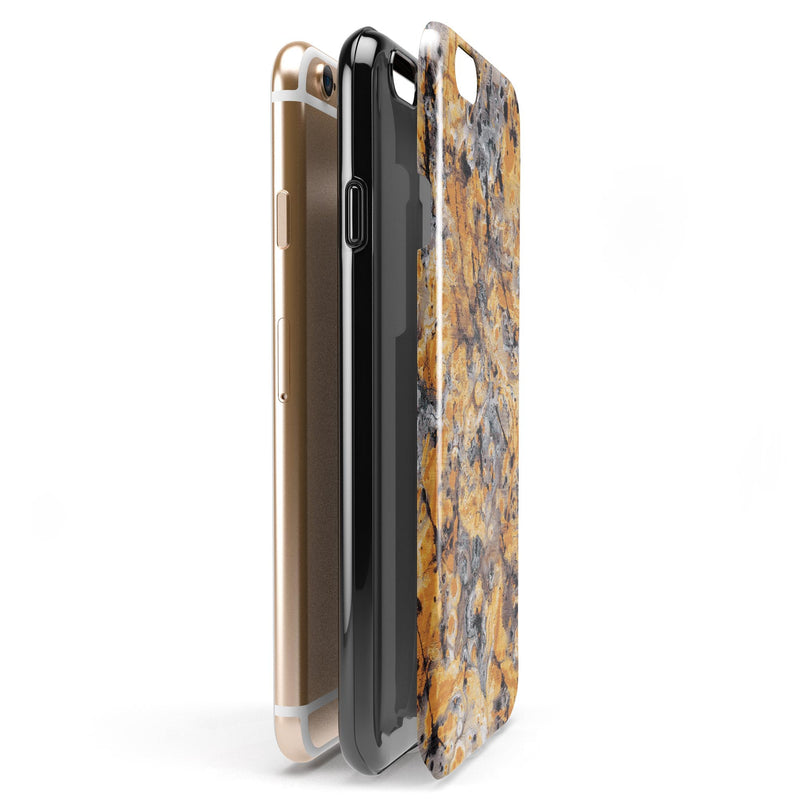 Abstract Wet Gold Paint iPhone 6/6s or 6/6s Plus 2-Piece Hybrid INK-Fuzed Case
