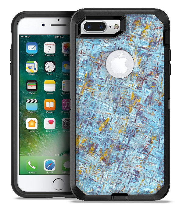 Abstract Wet Paint Blue Crossed - iPhone 7 or 7 Plus Commuter Case Skin Kit