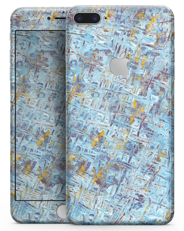 Abstract Wet Paint Blue Crossed - Skin-kit for the iPhone 8 or 8 Plus