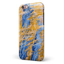 Abstract Wet Paint Blue and Gold Tilt iPhone 6/6s or 6/6s Plus 2-Piece Hybrid INK-Fuzed Case