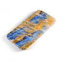 Abstract Wet Paint Blue and Gold Tilt iPhone 6/6s or 6/6s Plus 2-Piece Hybrid INK-Fuzed Case
