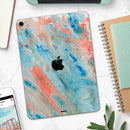 Abstract Wet Paint Coral Blues - Full Body Skin Decal for the Apple iPad Pro 12.9", 11", 10.5", 9.7", Air or Mini (All Models Available)