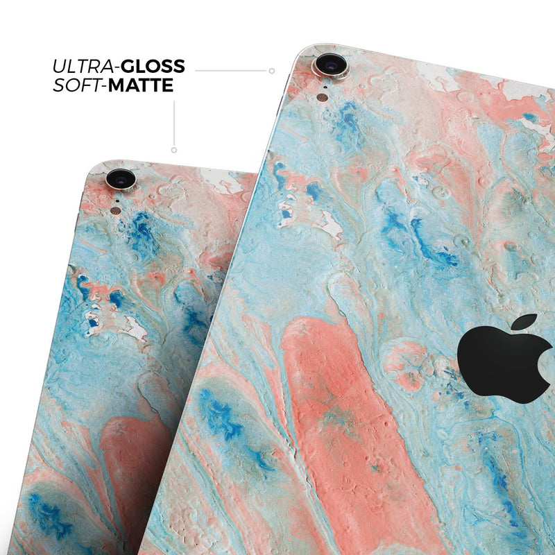 Abstract Wet Paint Coral Blues - Full Body Skin Decal for the Apple iPad Pro 12.9", 11", 10.5", 9.7", Air or Mini (All Models Available)