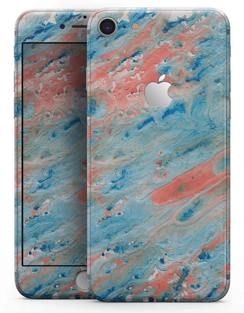 Abstract Wet Paint Coral Blues - Skin-kit for the iPhone 8 or 8 Plus