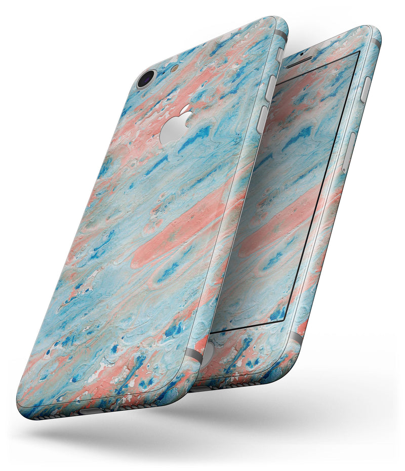 Abstract Wet Paint Coral Blues - Skin-kit for the iPhone 8 or 8 Plus
