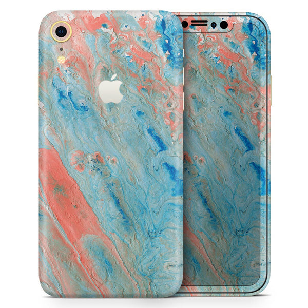 Abstract Wet Paint Coral Blues - Skin-Kit for the Apple iPhone XR, XS MAX, XS/X, 8/8+, 7/7+, 5/5S/SE (All iPhones Available)