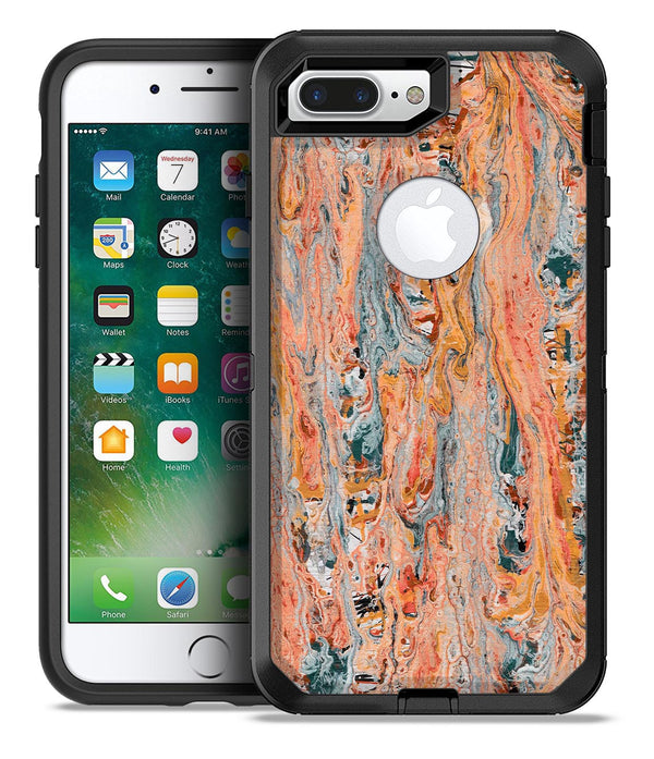 Abstract Wet Paint Coral Love - iPhone 7 or 7 Plus Commuter Case Skin Kit
