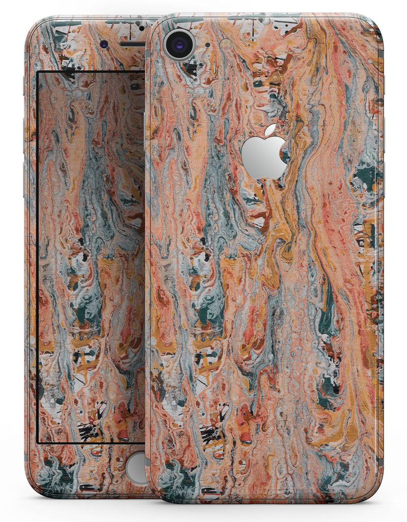 Abstract Wet Paint Coral Love - Skin-kit for the iPhone 8 or 8 Plus