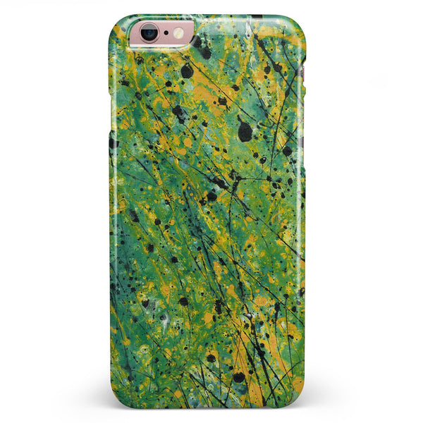 Abstract Wet Paint Green Lines iPhone 6/6s or 6/6s Plus INK-Fuzed Case