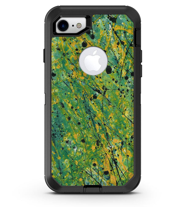 Abstract Wet Paint Green Lines - iPhone 7 or 8 OtterBox Case & Skin Kits