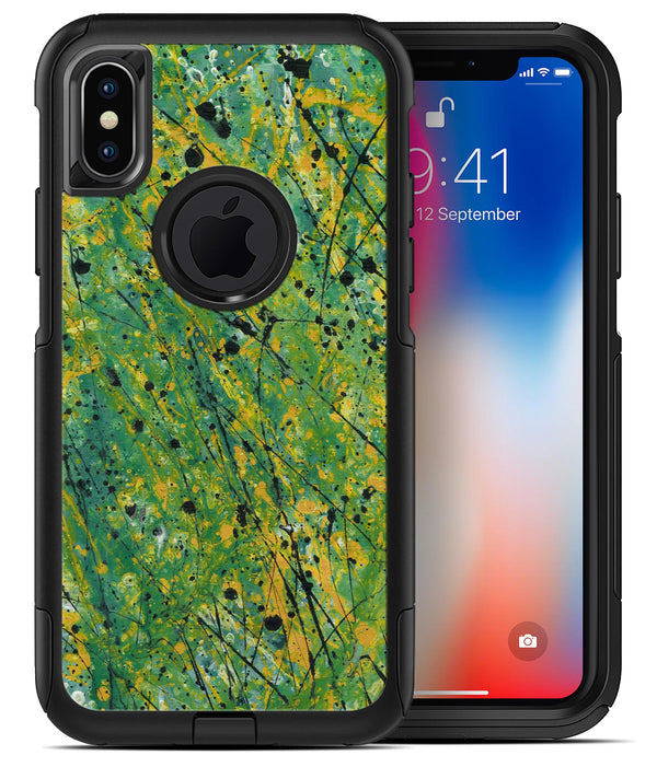 Abstract Wet Paint Green Lines - iPhone X OtterBox Case & Skin Kits