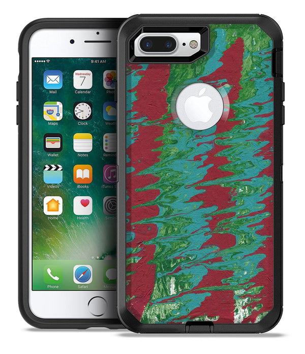 Abstract Wet Paint Mint Green to Red - iPhone 7 or 7 Plus Commuter Case Skin Kit