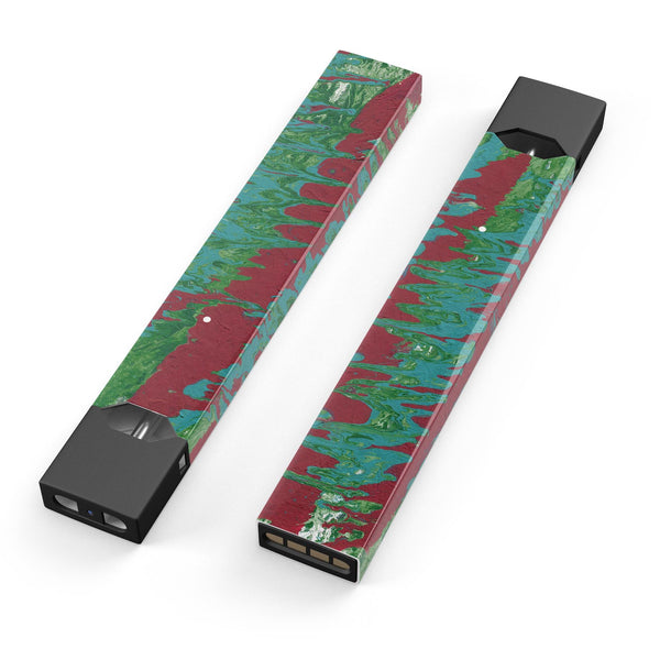 Abstract Wet Paint Mint Green to Red - Premium Decal Protective Skin-Wrap Sticker compatible with the Juul Labs vaping device