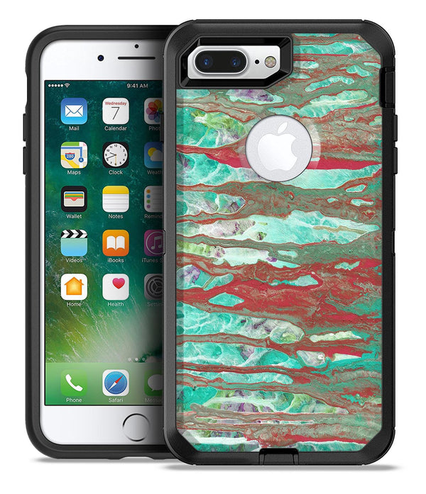 Abstract Wet Paint Mint Rustic - iPhone 7 or 7 Plus Commuter Case Skin Kit