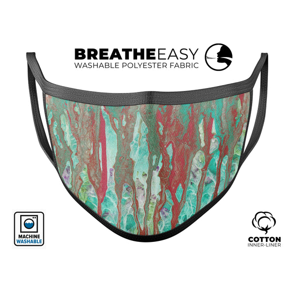 Abstract Wet Paint Mint Rustic - Made in USA Mouth Cover Unisex Anti-Dust Cotton Blend Reusable & Washable Face Mask with Adjustable Sizing for Adult or Child