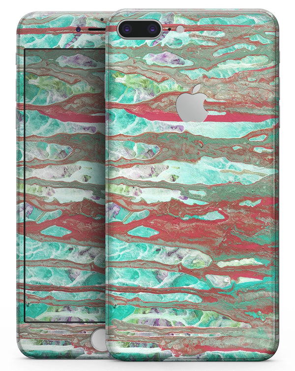Abstract Wet Paint Mint Rustic - Skin-kit for the iPhone 8 or 8 Plus