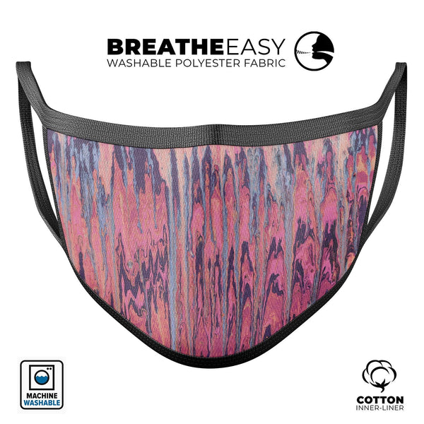 Abstract Wet Paint Pink Sag - Made in USA Mouth Cover Unisex Anti-Dust Cotton Blend Reusable & Washable Face Mask with Adjustable Sizing for Adult or Child