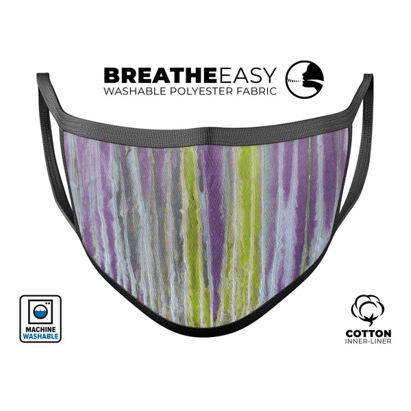 Abstract Wet Paint Purple Sag - Made in USA Mouth Cover Unisex Anti-Dust Cotton Blend Reusable & Washable Face Mask with Adjustable Sizing for Adult or Child