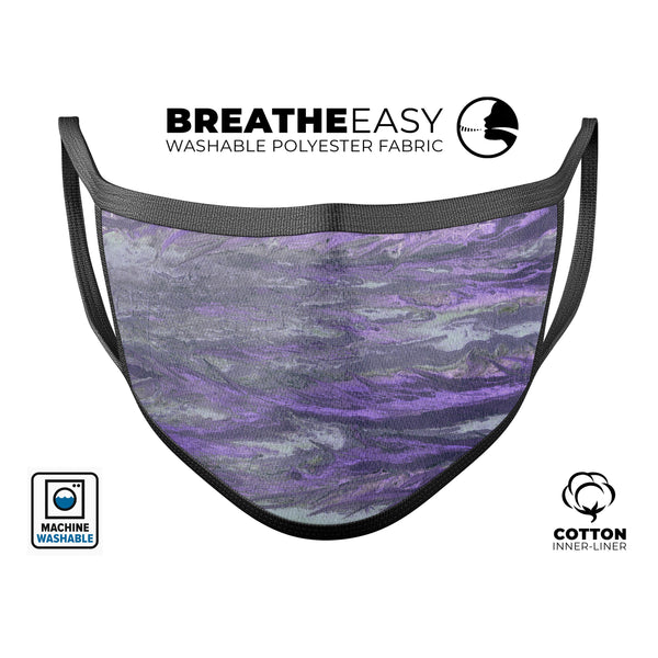 Abstract Wet Paint Purple v3 - Made in USA Mouth Cover Unisex Anti-Dust Cotton Blend Reusable & Washable Face Mask with Adjustable Sizing for Adult or Child