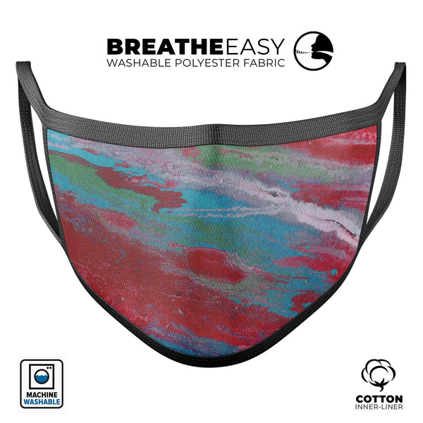 Abstract Wet Paint Red and Blue - Made in USA Mouth Cover Unisex Anti-Dust Cotton Blend Reusable & Washable Face Mask with Adjustable Sizing for Adult or Child