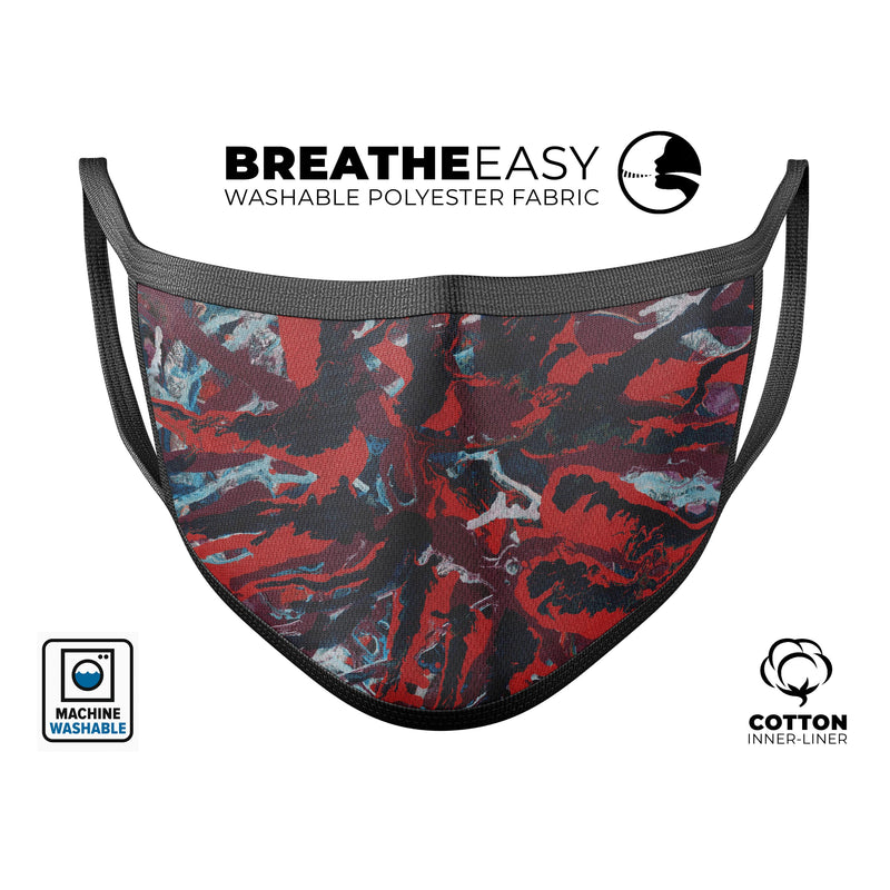 Abstract Wet Paint Red v95 - Made in USA Mouth Cover Unisex Anti-Dust Cotton Blend Reusable & Washable Face Mask with Adjustable Sizing for Adult or Child