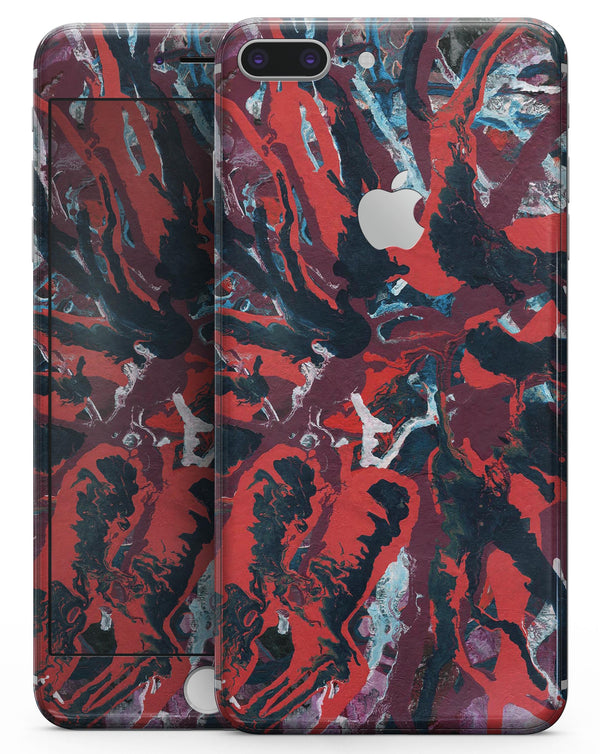 Abstract Wet Paint Red v95 - Skin-kit for the iPhone 8 or 8 Plus