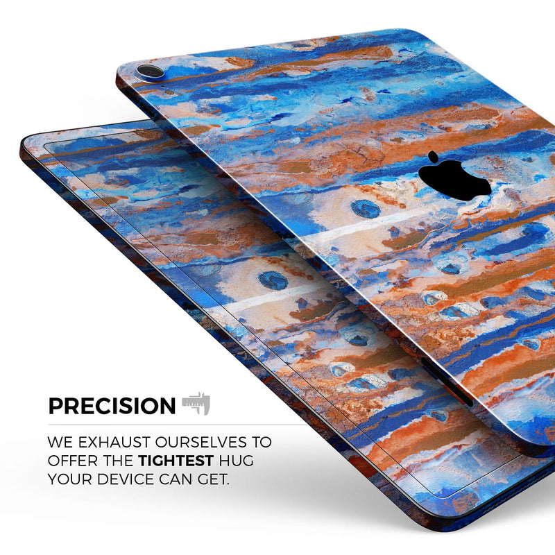 Abstract Wet Paint Rustic Blue - Full Body Skin Decal for the Apple iPad Pro 12.9", 11", 10.5", 9.7", Air or Mini (All Models Available)