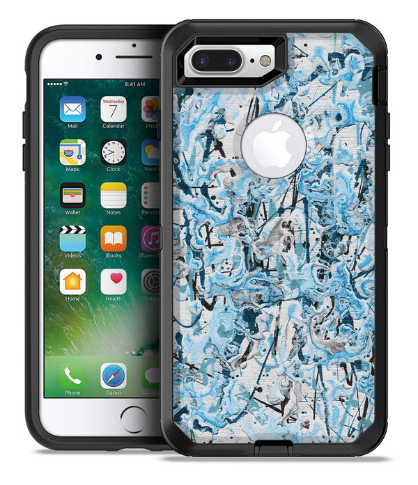 Abstract Wet Paint Teal - iPhone 7 or 7 Plus Commuter Case Skin Kit