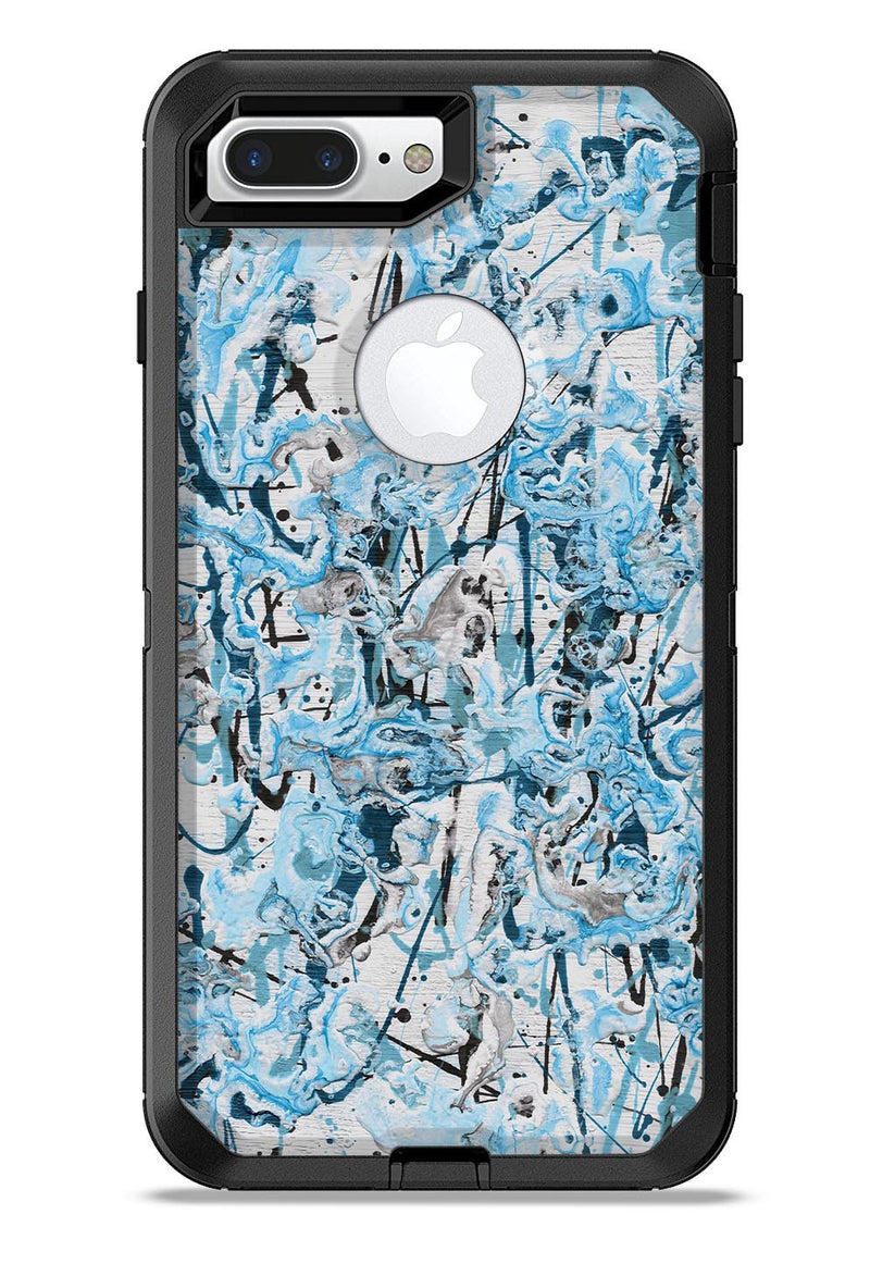 Abstract Wet Paint Teal - iPhone 7 or 7 Plus Commuter Case Skin Kit