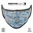Abstract Wet Paint Teal - Made in USA Mouth Cover Unisex Anti-Dust Cotton Blend Reusable & Washable Face Mask with Adjustable Sizing for Adult or Child