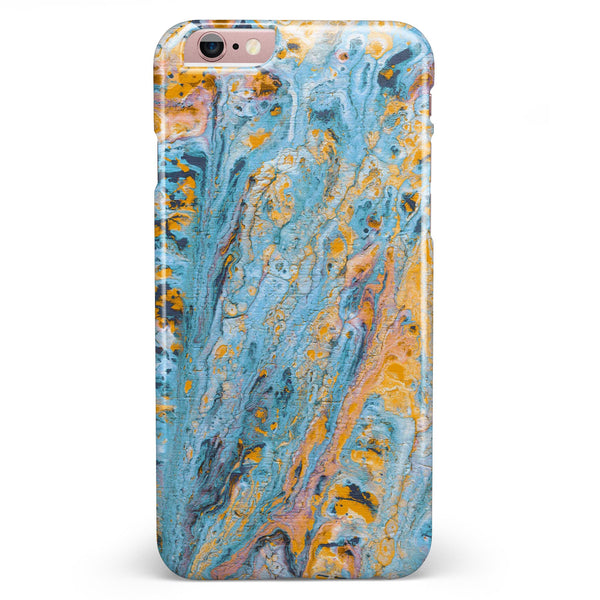 Abstract Wet Paint Teal and Gold iPhone 6/6s or 6/6s Plus INK-Fuzed Case